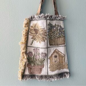 Hand Crafted | Tapestry Gardening Theme Shoulder Tote Bag